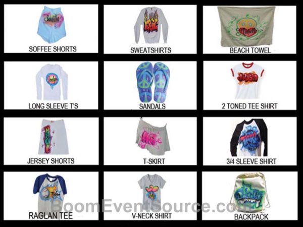 airbrush shirts hats party favors 7 Airbrush Artist